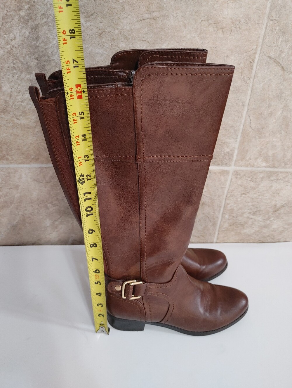 Unisa Women's Boots Size 8 M High Brown Zipper Boot Wide Calf ,Untreyza-wc.